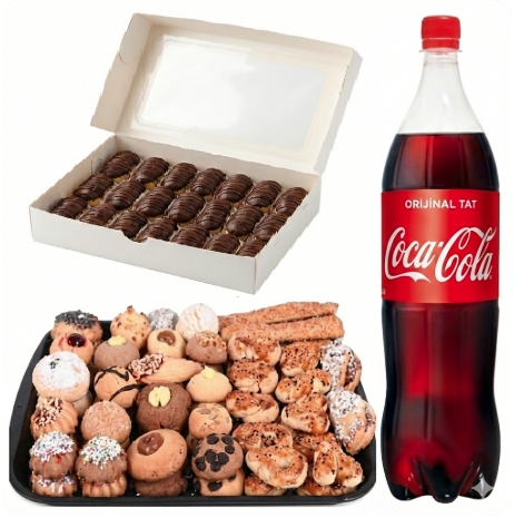 1000 Gr Ekler Pasta ve Kuru Pasta İkili Menü pasta