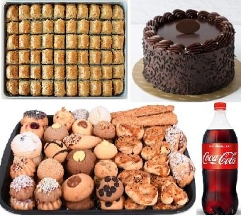 Hafta Sonu Tatlı Keyfi: Pasta Baklava Kuru Pasta ve 1 Lt Kola Seti pasta