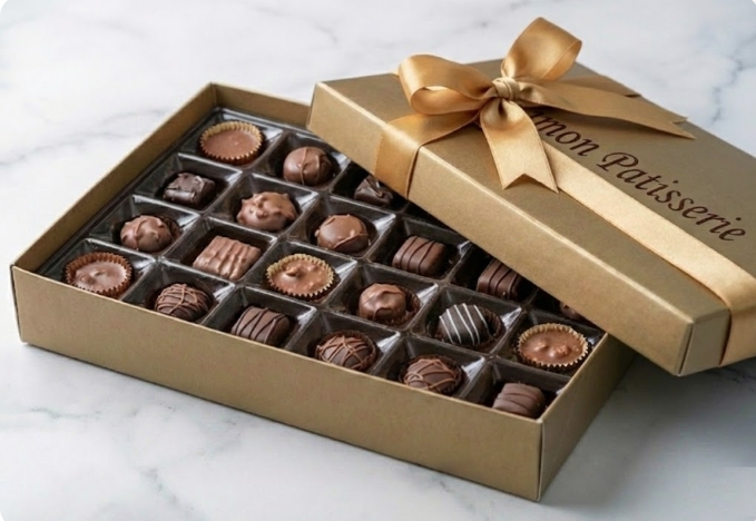 Hediyelik 1 Kg El Yapımı Lüks Çikolata Aranjmanı Özel Tasarım Kutu pasta